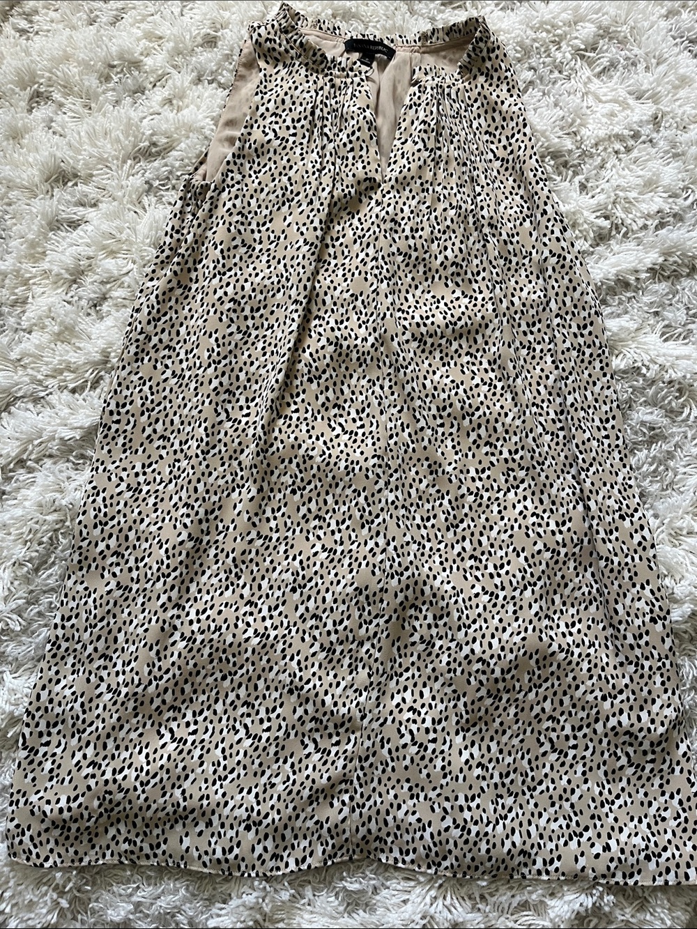 Banana Republic Beige Maxi Skirt with Black Spot Print